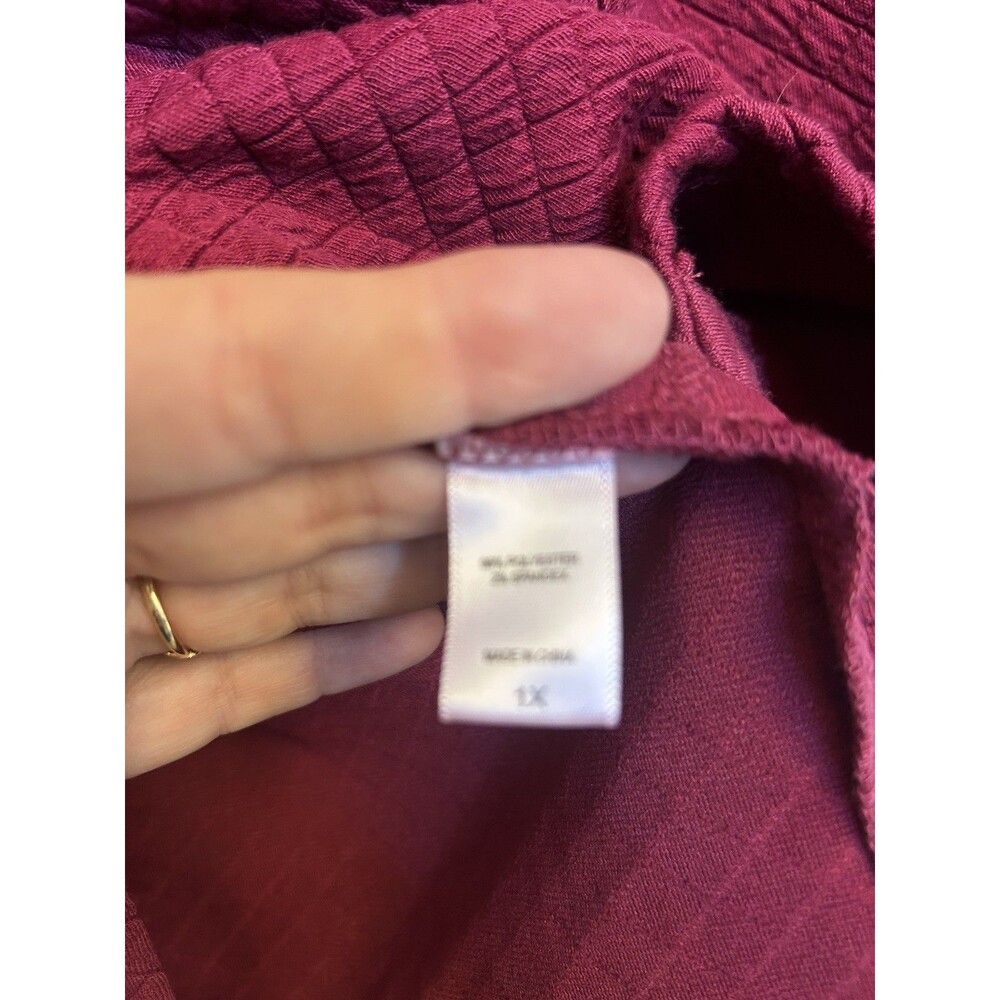 Muk Luks Womens 1X Burgundy Quilted Snap Front Shacket Jacket NWT Plus Size Cozy - Picture 5 of 16